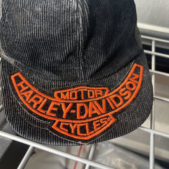 Vintage “Unbranded” Harley Davidson Patch Corduroy Hat Cap Snapback Motorcycle - Picture 5 of 10